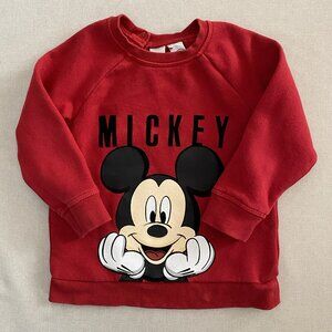 H&M x Disney Mickey Mouse Red Sweatshirt size 1 1/2 -2 Y